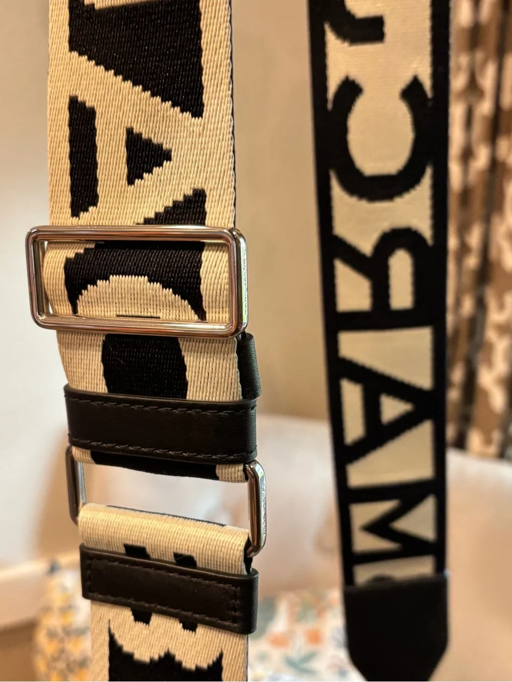 Marc Jacobs Black Leather Crossbody Saddle Bag with Silver Hardware
